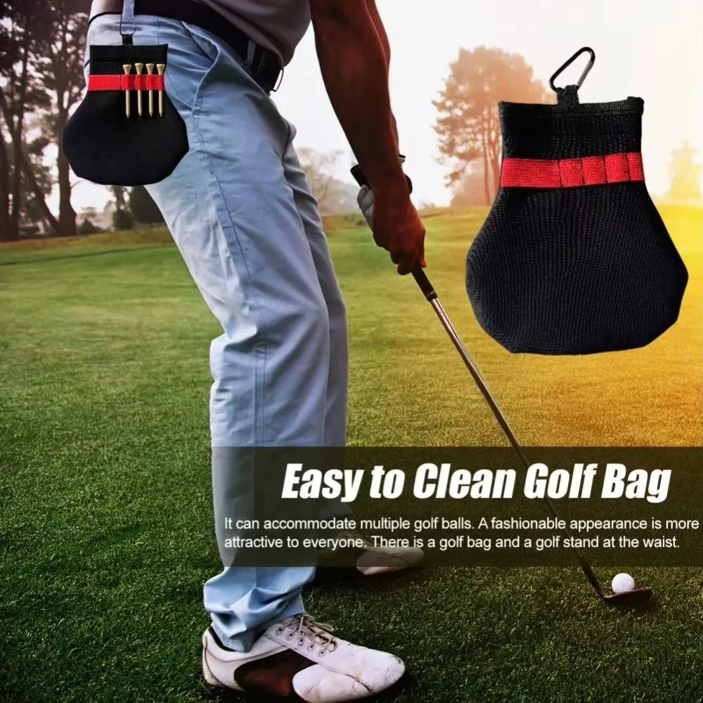 Tempat Barang Berharga Kantong Bola Golf Terylene Klip Logam Tempat Tee Bola Golf yang Luas Aksesori Golf Pelatihan Golf