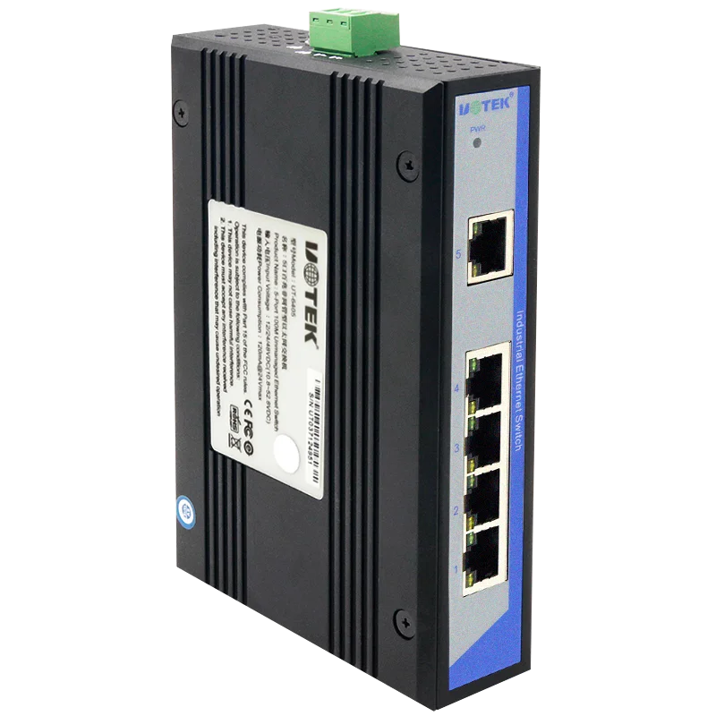 High Quality Industrial Grade 100M 5 Ports Unmanaged Ethernet Switch DIN-rail without Power UT-6405