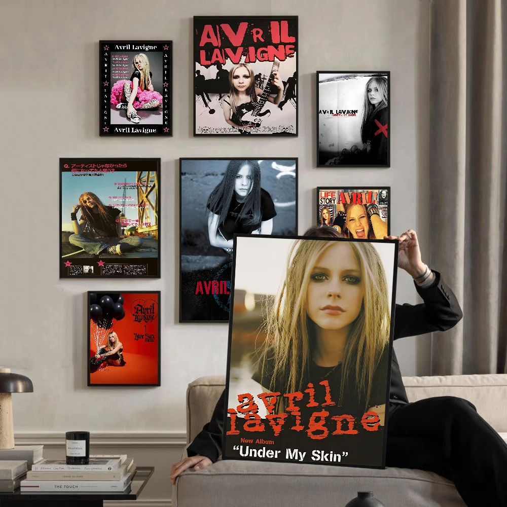 Singer A-Avril L-Lavigne Self-adhesive Art Poster Decoracion Painting Wall Art White Kraft Paper Home Decor