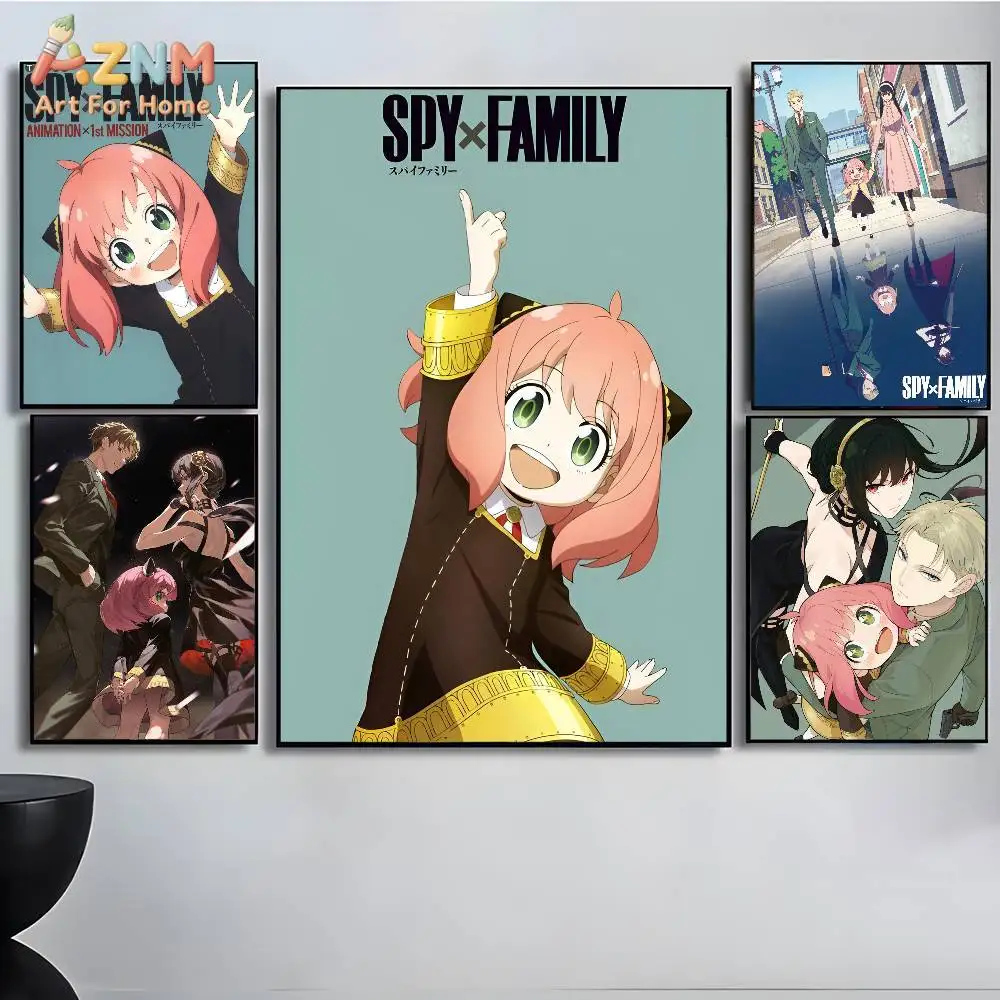 AZNM Spy x Family Anime Canvas Wall Art Print, Anya Loid Yor Character Poster for Kids Room Bedroom Living Room Home Decor, No F
