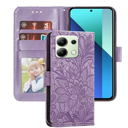 Book Case for Xiaomi Note 13 14 Pro Plus 4G 5G Redmi 14C A3 13C Poco X6 M6 C65 Flower Leather Wallet Flip Cover Stand Card Slots