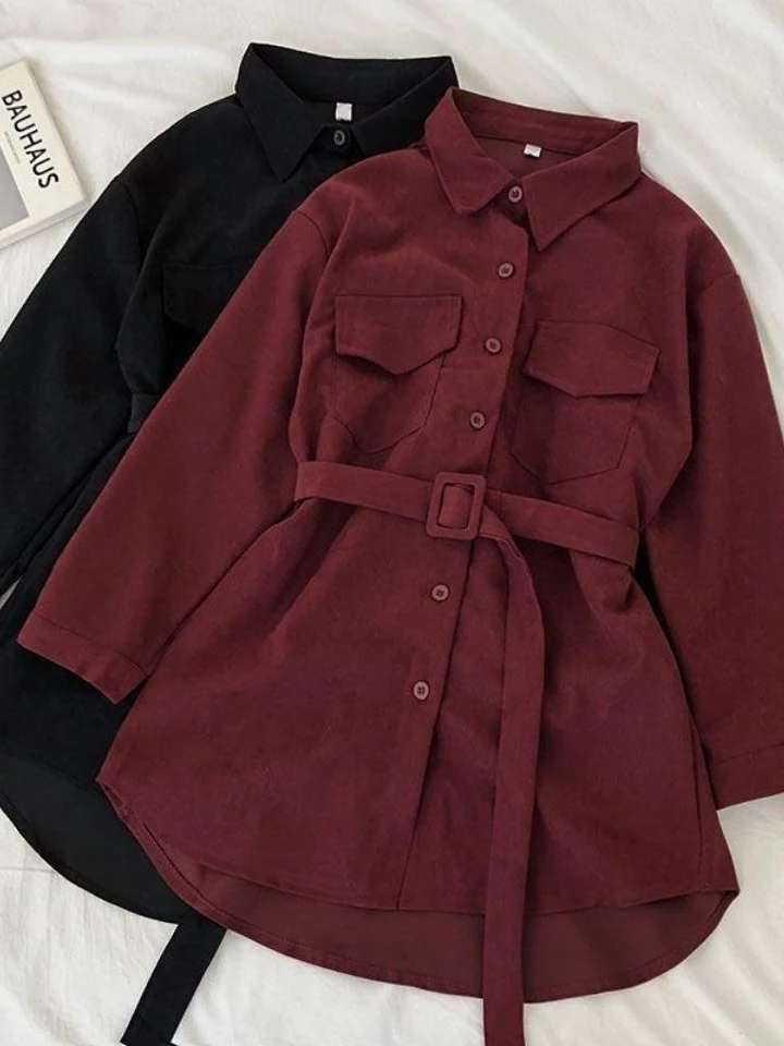 

Hebe Sle Little Red Dr Belted irt Dr Women's Ele Luxury Spring Autumn New Arrival Street Sle Tie Waist