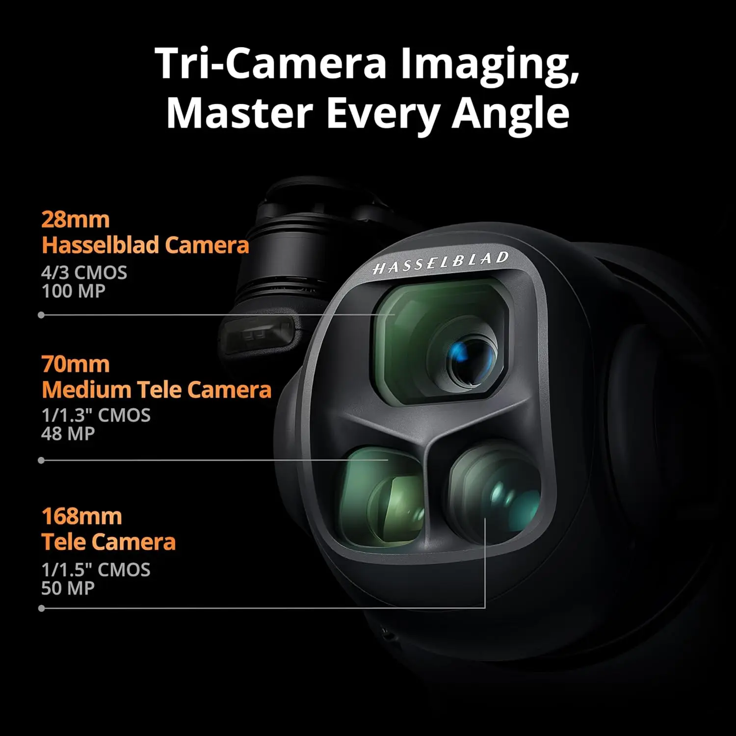 Refurbished DJI Mavic 4 Pro Flagship Tri-Camera Drone with 100MP 4/3 CMOS Hasselblad Camera, 30km/18.6mi Video Transmission, 51-Min Max Flight Time, Charging Hub, and More