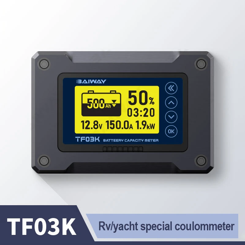 TF03K DC 8-120V 50A/100A/350A/500A Tester pojemności baterii napięcie prądu wyświetlacz Coulomb licznik dla samochodów elektrycznych samochodów