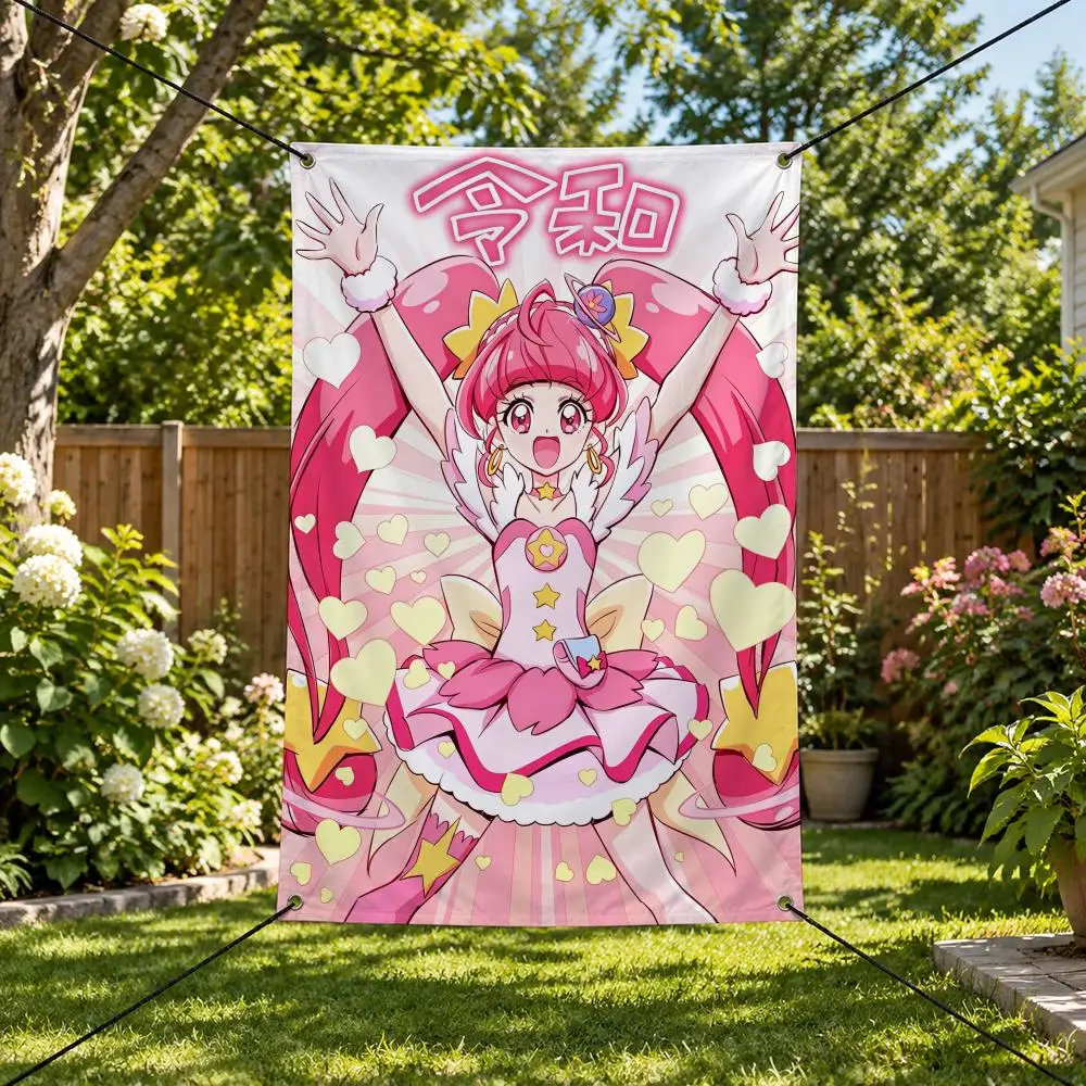 Anime S-Star Twinkle Precure Flags Vertical Wall Hanging for Bedroom Dorm Living Room Party Garage Camping