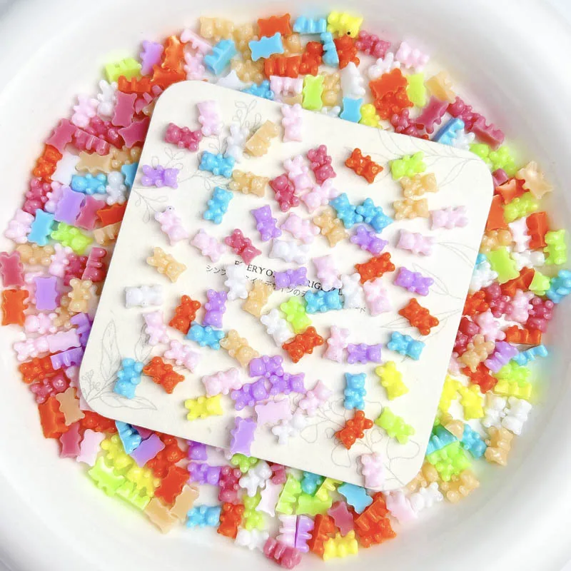 50pcs Resin Mini Bear Nail Charms Candy Bear Flatbacks Nail Art Decorations Kawaii Bears DIY Accessories Press On Nails Parts