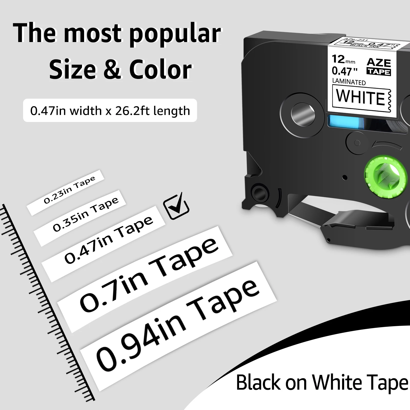 10PK Strong Adhesive Label Tape 6/9/12/18/24mm Compatible for Brother TZe- s231 631 P-Touch Black on White/Yellow Label Printers