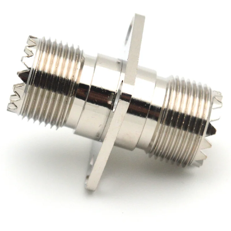 Reines Kupfer UHF-Buchse zu UHF-Buchse 4-Loch-Flansch-Panelmontage-Adapter SO239 PL259 RF-Koaxial-Verbindungskabel-Stecker – Detail 4