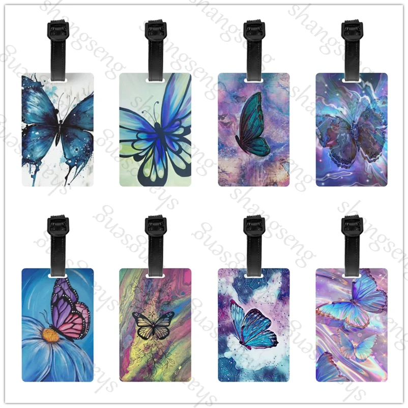

1pcs Security Luggage Tag PVC Suitcase Label Business Card Holder/Travel Document Label Tie-dyed colorful butterflies