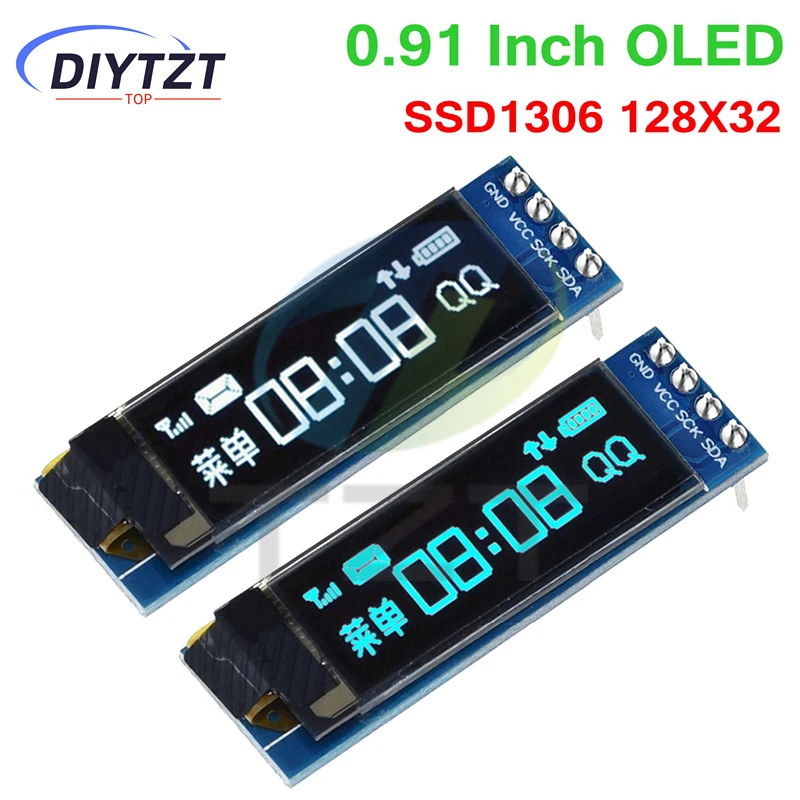 DIYTZT 1/5PCS 0.91 inch OLED Module White/Blue OLED 128X32 OLED LCD LED Display Module 0.91" IIC Communicate For Arduino ROHS
