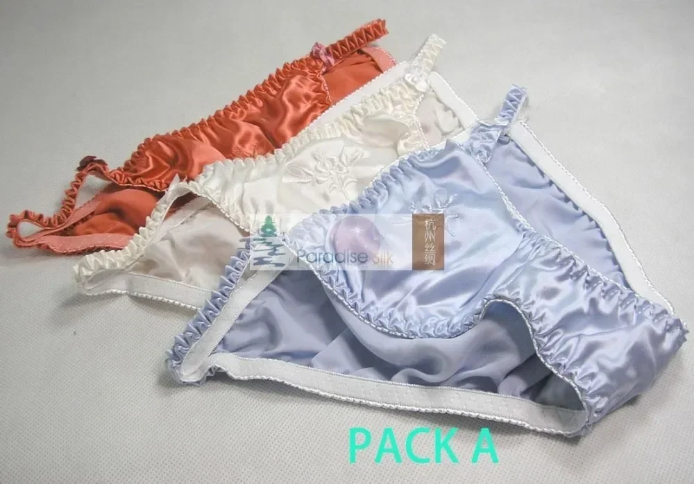 Special Offer 3 Pair 100% Silk Women'S String Bikinis Underwear Panties Size M L XL XXL (W25