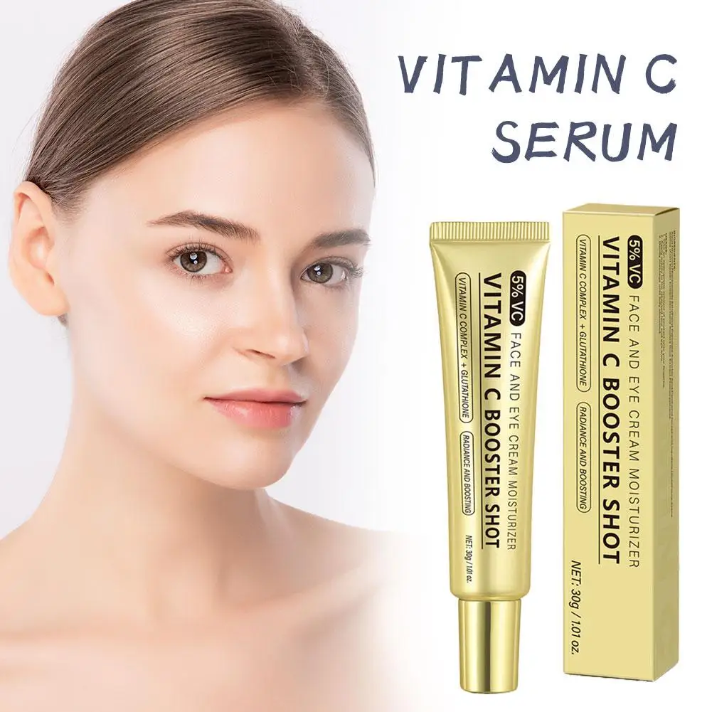 Suero hidratante con vitamina C, 30ml, iluminador para el rostro, esencia antienvejecimiento para ojos, crema hidratante ligera para el cuidado de la piel sensible