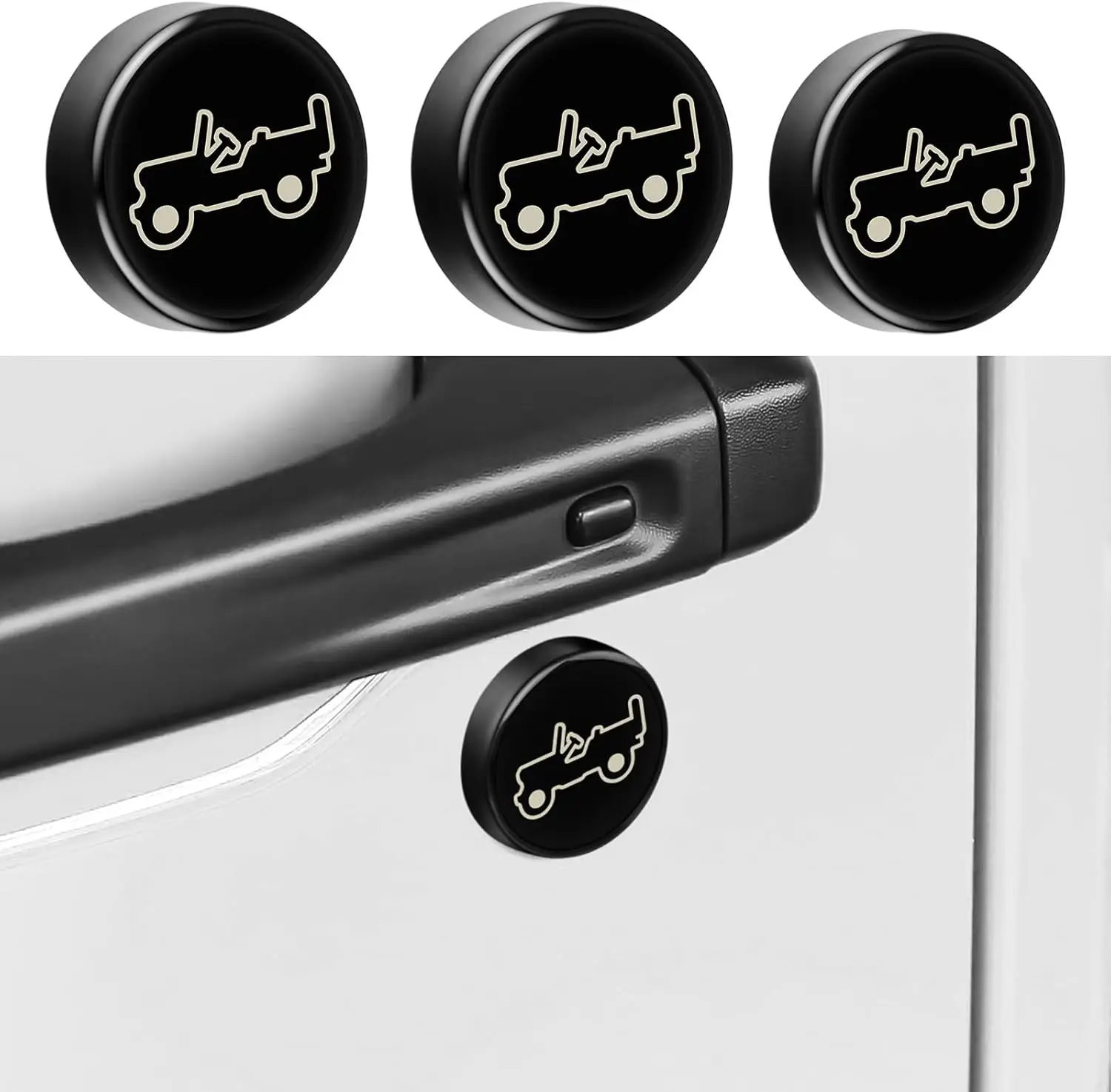 

3 sets of strong magnetic keyhole covers are suitable for Jeep Wrangler JL, JLU & Gladiator JT models from 2018 to 2024 and 2025