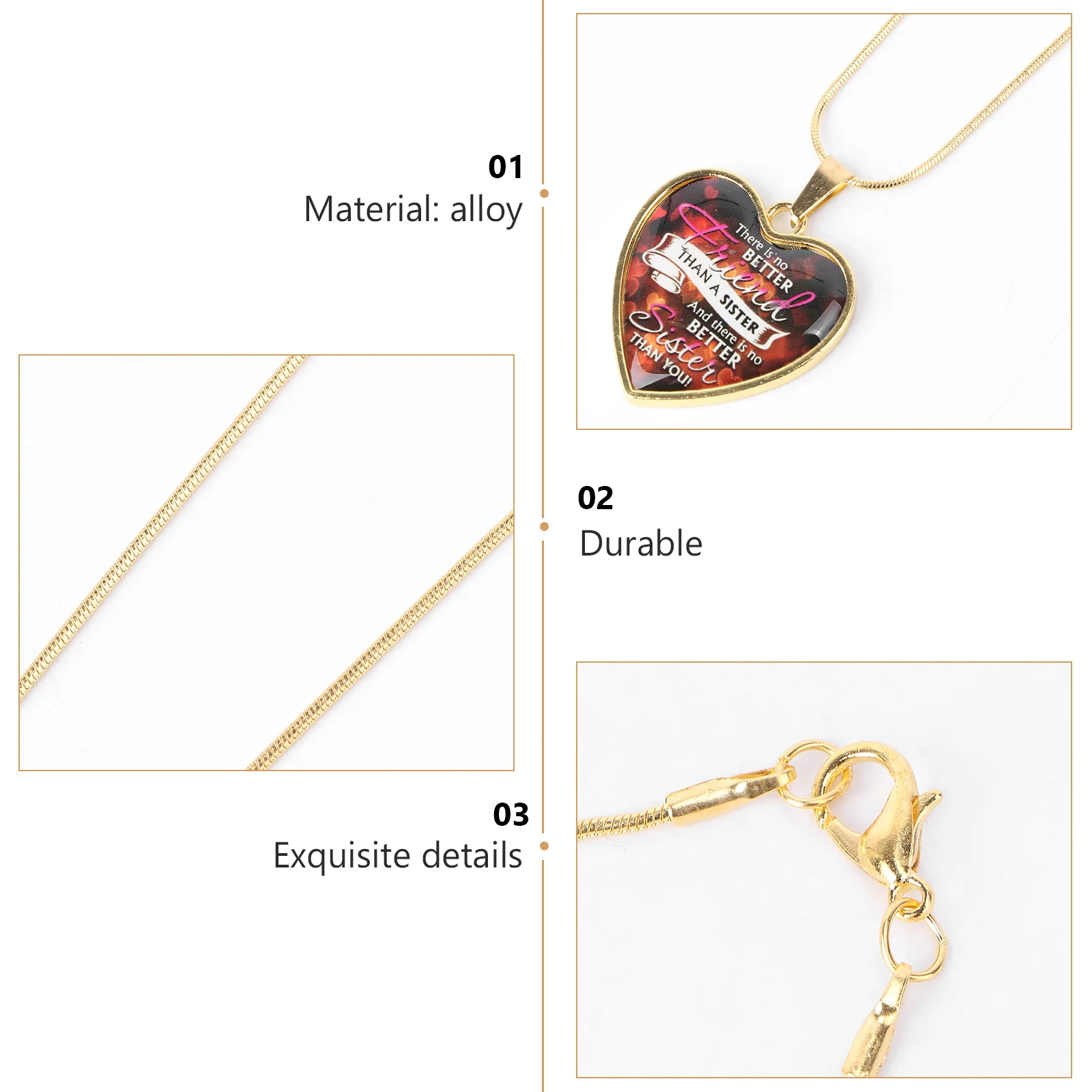 

Necklace for Friends Engraved Best Heart-shaped Clavicle Chain Jewelry Necklaces Woman