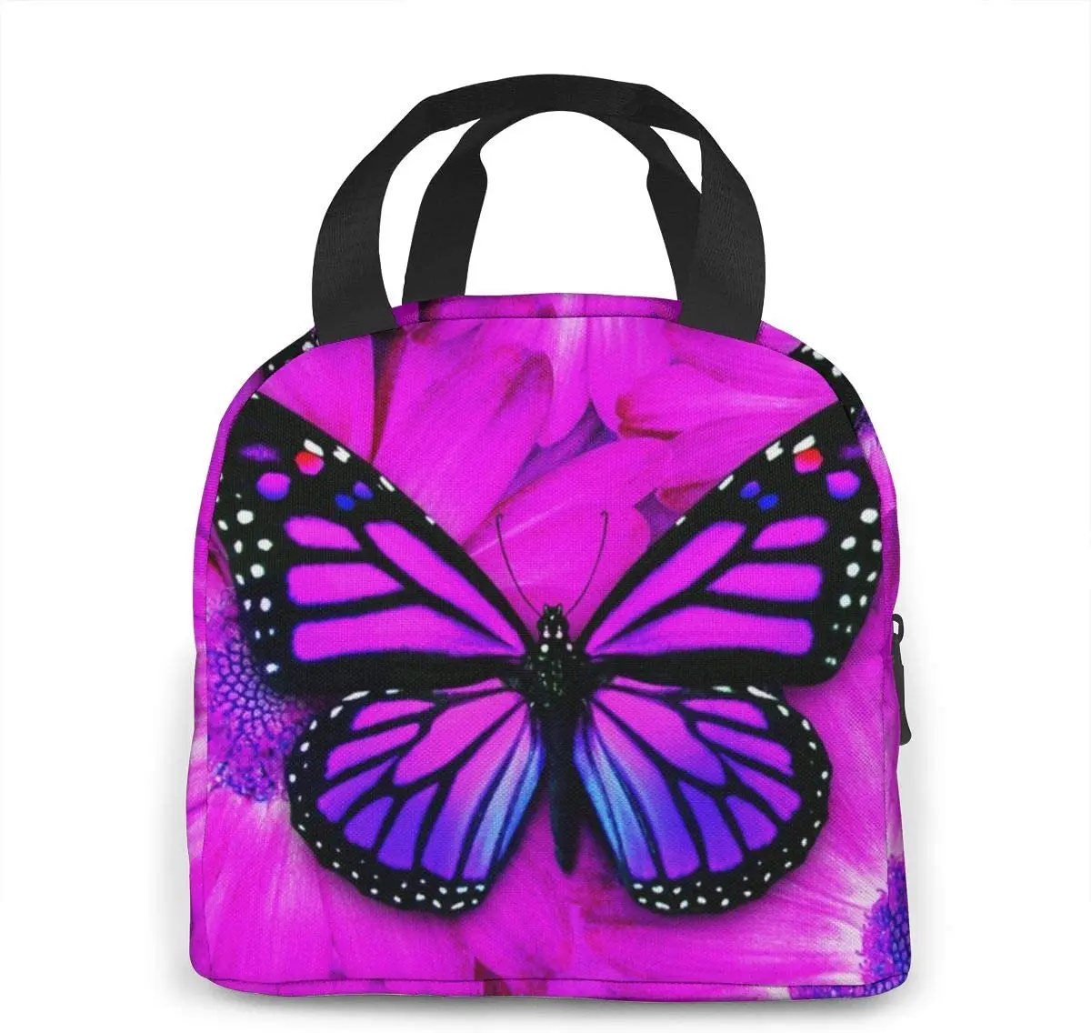 Purple Butterfly Insulated Lunch Bag Leakproof Cooler Lunch Box for Women Reusable Thermal Tote Bag for Work School Picnic Beach