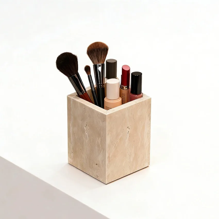 Nordic Luxury Marble Aromatherapy Candle Cup Creative Home Hotel Makeup Brush Storage Toothpaste Storage Box Pencil Holder