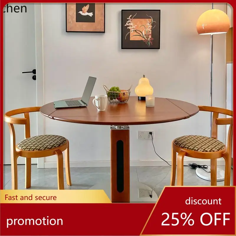 LXC Round Dining Table for Home Use, Square and Round Dual-purpose Table, Stainless Steel and Rock Board Dining Table