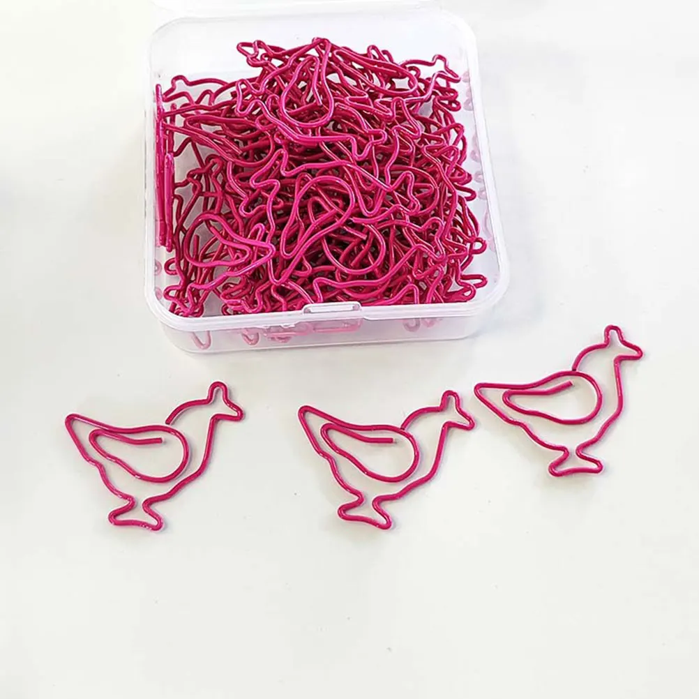 50Pcs Lovely Chicken Design Paper Clips Small Iron Binder Clips Cute Animal Office Organizers for Notes and Documents