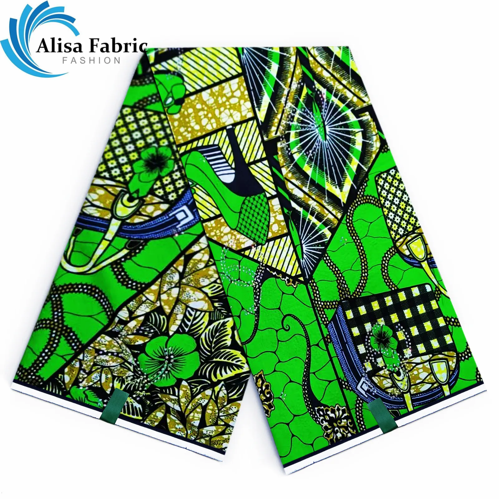 

Real Ankara Wax Fabric Super Fabric With Diamond Sewing Material 100%Cotton African Wax Fabric Block Print Batik Dutch Fabric G1