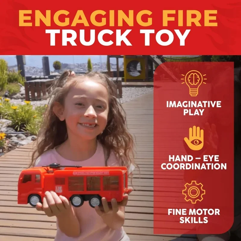 WolVolk Electric Firetruck - Unstoppable Adventure with Stunning 3D Lights and Sirens Fire Truck Toys for 3 Year Old Boys