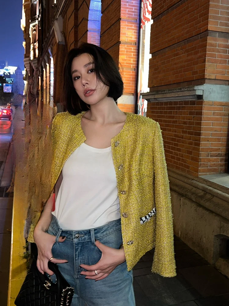 

Faionable Silk Outerwear Women's Classic Cheered Inner Coat SS II TANG XiangFeng Commute Sle Long Sve round Ne