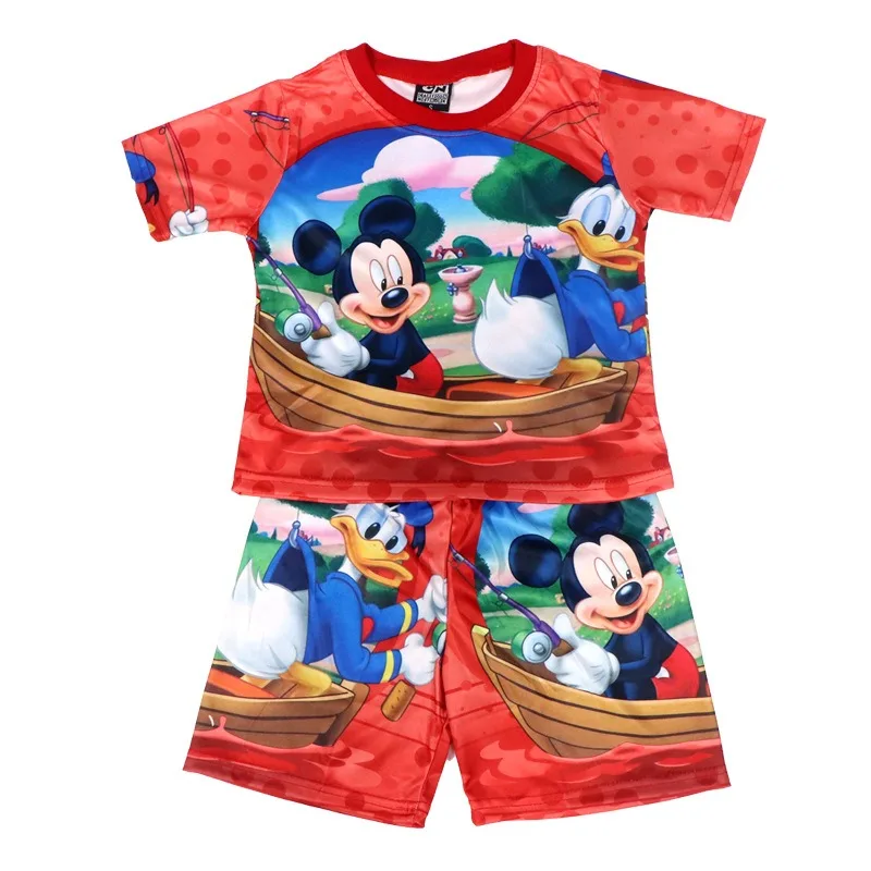 

Disney Boy Set Casual For Children Summer Short Sleeve Pajamas Cartoon Suit Clothes Kids 2PC Pajamas Costumes Mickey Mouse 3-8Y