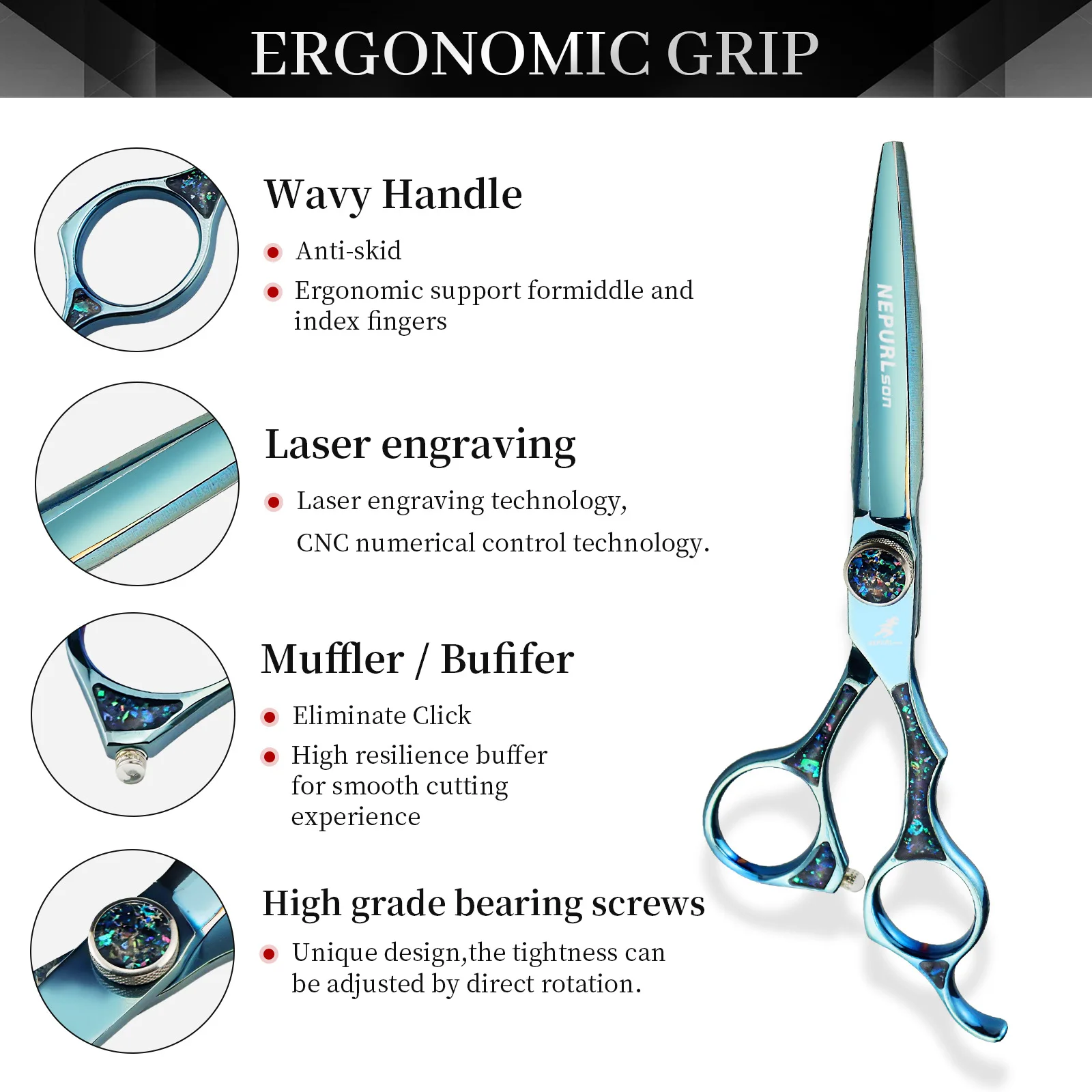 Bearing hair scissors 6 inch VG10 steel barber scissors Professional cutting and thinning scissors