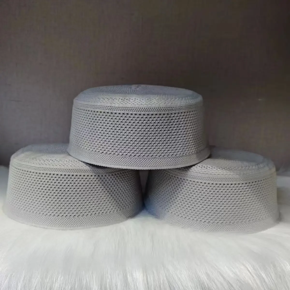 قبعات البيريه الإسلامية للرجال أنيقة مسطحة محبوك الكوفي القهوة القبعات البيضاء أداء مرحلة الحجاب الربيع دبي قبعة نسيج القطن #5