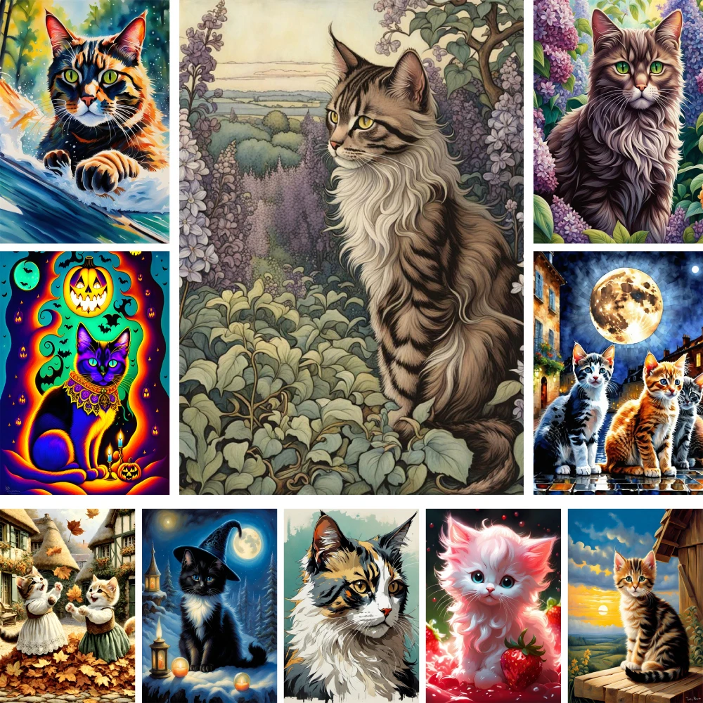 Animal Pet Cat Printed Canvas 11CT Cross Stitch Embroidery Patterns Craft Handicraft Knitting Hobby Different Promotions Stamped