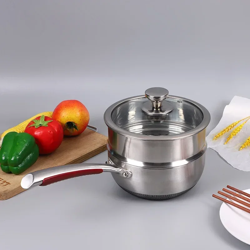 Household Steaming Wok Kitchen Stainless Steel Non-stick Wok Cooking Noodles Honeycomb Texture Non-stick Pan Wholesale
