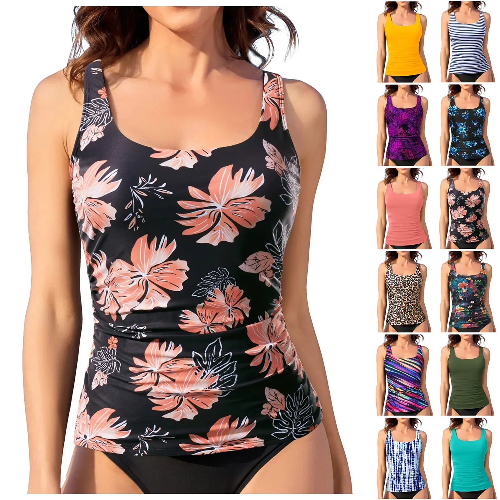 

Women Lace Up Swimwear Tops Underwire Full Coverage Bikini Top Push Up Swim Crop Top Tie Sunflower Swimsuits for Women plus Size