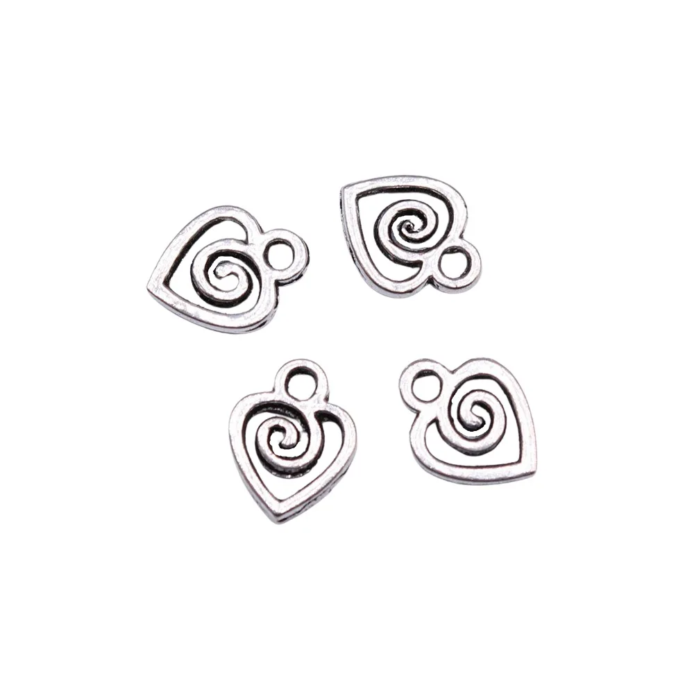 40pcs 10*7mm Witch Rebirth Sign Whirlpool Swirl Heart Charms For DIY Jewelry Making DIY Handmade Craft