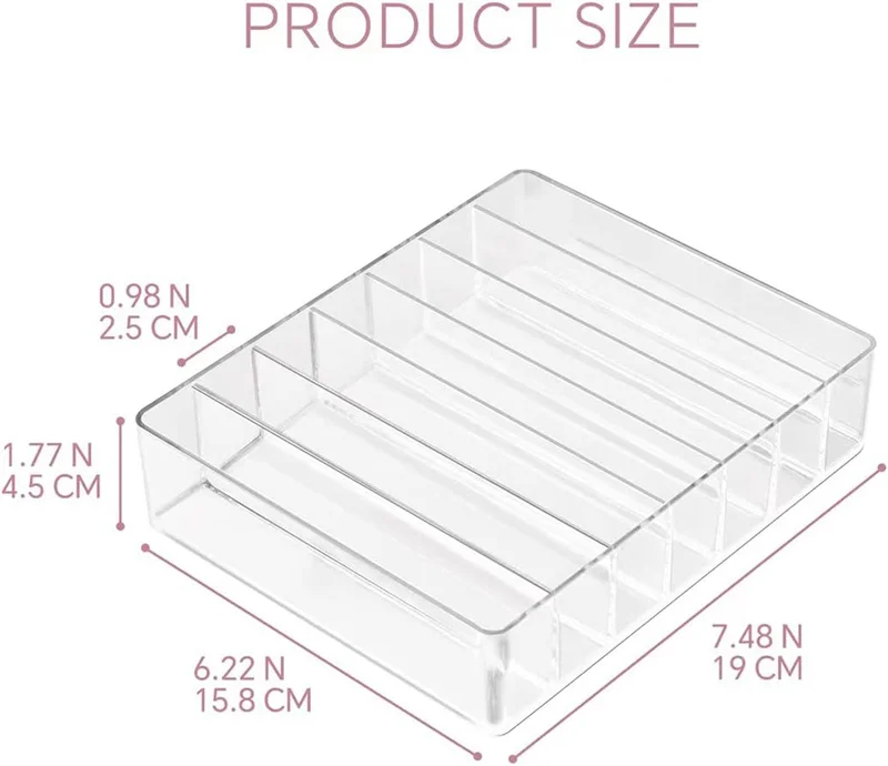 7 Grid Makeup Tools Storage Box Acrylic Makeup Palette Organizer 7 Section Divided Lipstick Eyeshadow Palette Storage Organizer