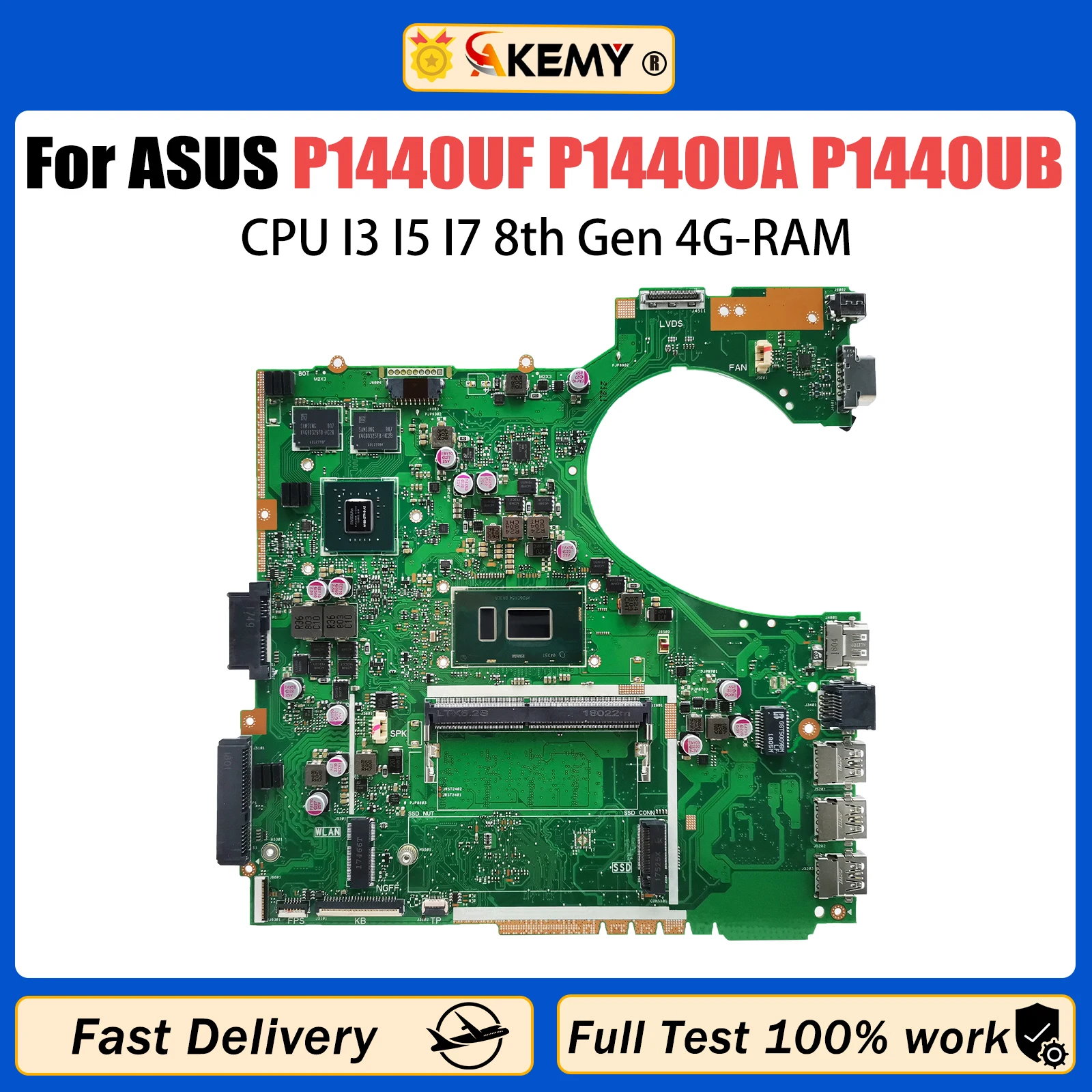 

AKEMY P1440UF Laptop Motherboard For ASUS PRO P1440UA P1440U P1440UB Mainboard I3-8130U I5-8250U I7-8550U 4G-RAM 930MX