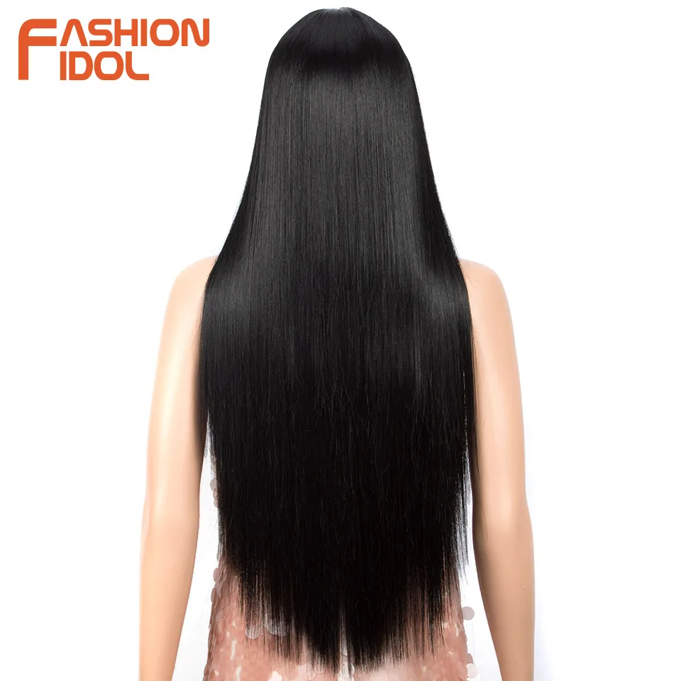 FASHION IDOL 30inch/75cm Yaki Straight Lace Wigs Synthetic Lace Front Wigs Ombre Blonde Brown Cosplay Wigs Heat Resistant Fiber