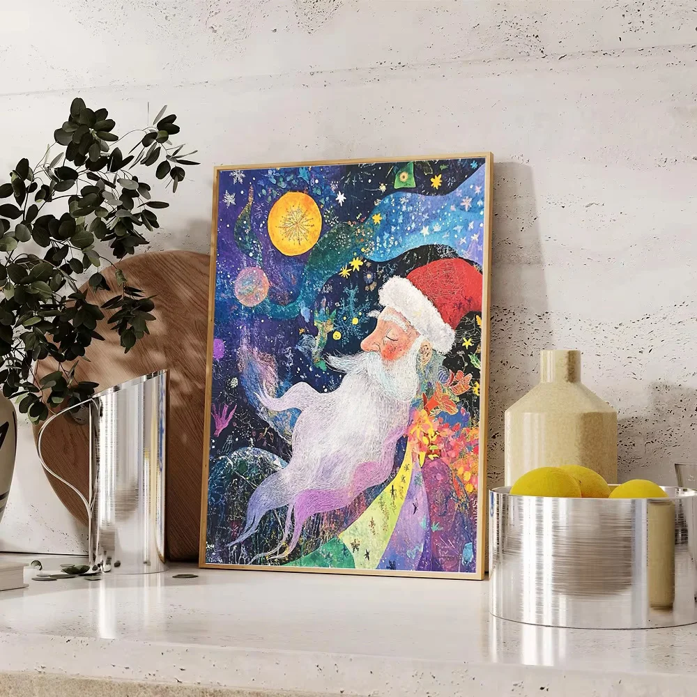 غريب الأطوار سانتا كلوز قماش الفن احتفالي عطلة جدار ديكور سحري عيد الميلاد صورة هدية فريدة ديكور المنزل #1