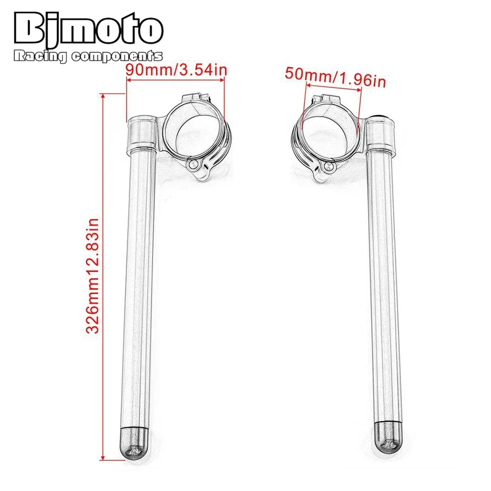 55mm CNC Clip On Fork Handle Bar 22mm 7/8\'\' Motorcycle Handlebar Clip-Ons Racing Adjustable For BMW Honda Yamaha