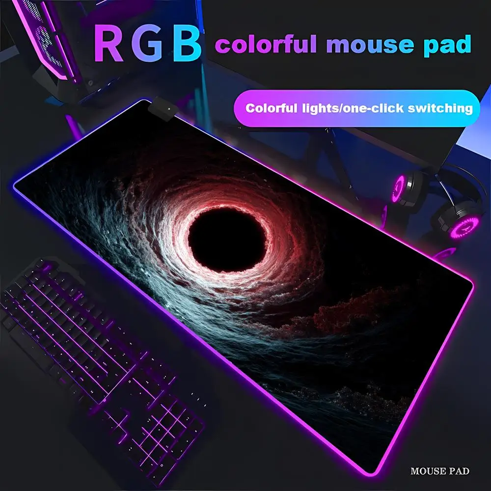 

Abyssal wormhole tunnel Mouse Pad Animation Games Beautiful RGB Gaming HD Gamer Large LED Light PC Computer pad Non-slip Decor