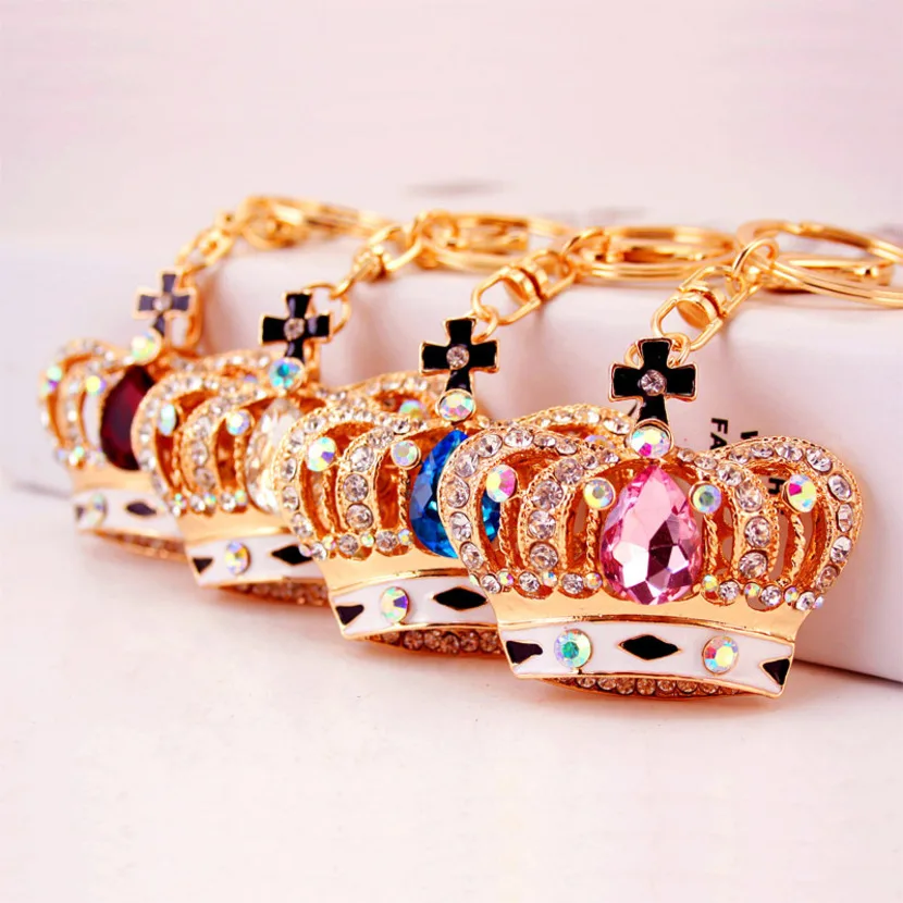Sparkling crown-shaped rhinestone pendant keychain decoration