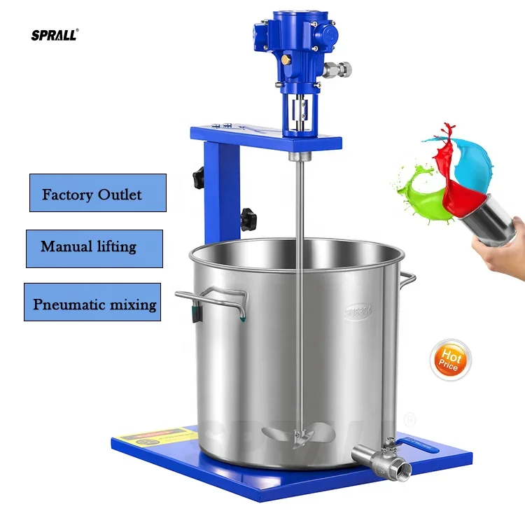 SPRALL 5 Gallon Paint Color Coating Adhesive Pneumatic Mixer Stirrer Lifting Blades Agitator Mixing Ink Machine for Paint