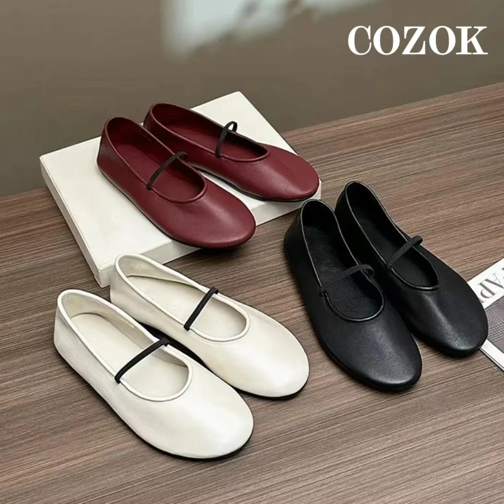 The Leather Ballet Flats Luxury Designer Shoes for Women Row 2024 Black High Quality Comfortable Shoes Woman