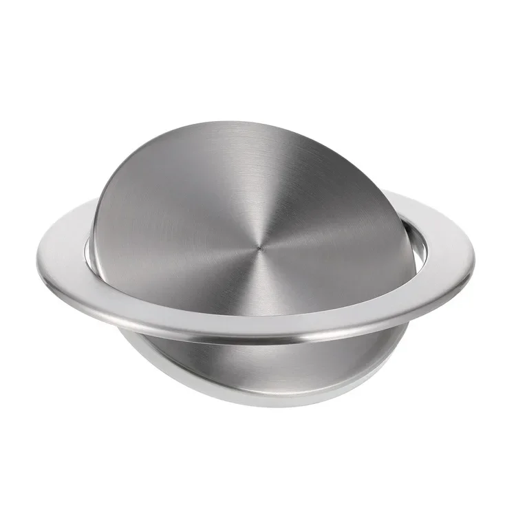 Countertop Embedded Concealed Trash Can, Stainless Steel Tap Lid Waste Bin for Kitchen Sink Side Installation