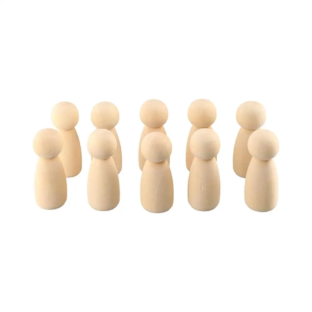 DIY Lovely Natural Wood Handmade Puppets Male Female Wood Crafts Unpainted Figures Wedding Decoration Wooden Peg