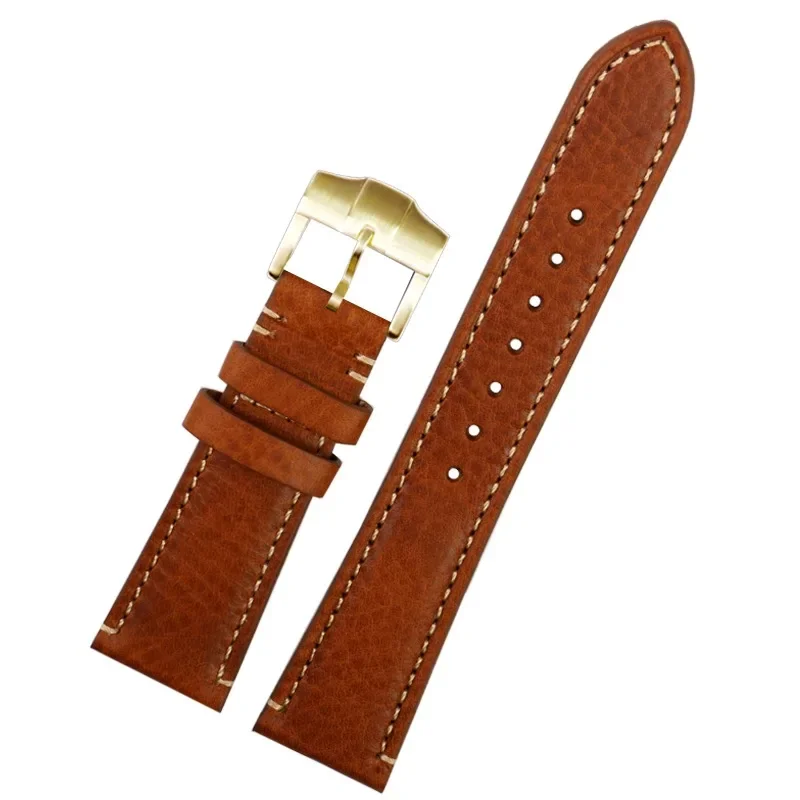 Top Quality 22mm Brown black Vintage retro Italy Genuine Leather Watchband For Tudor Strap watch band Butterfly buckle Belt