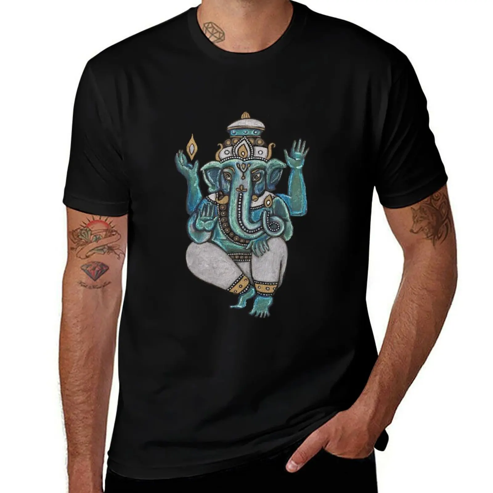 

Ganesha Tee T-Shirt t shirts for man pack white t shirt man cotton black cotton t-shirt plain for man package T-shirt