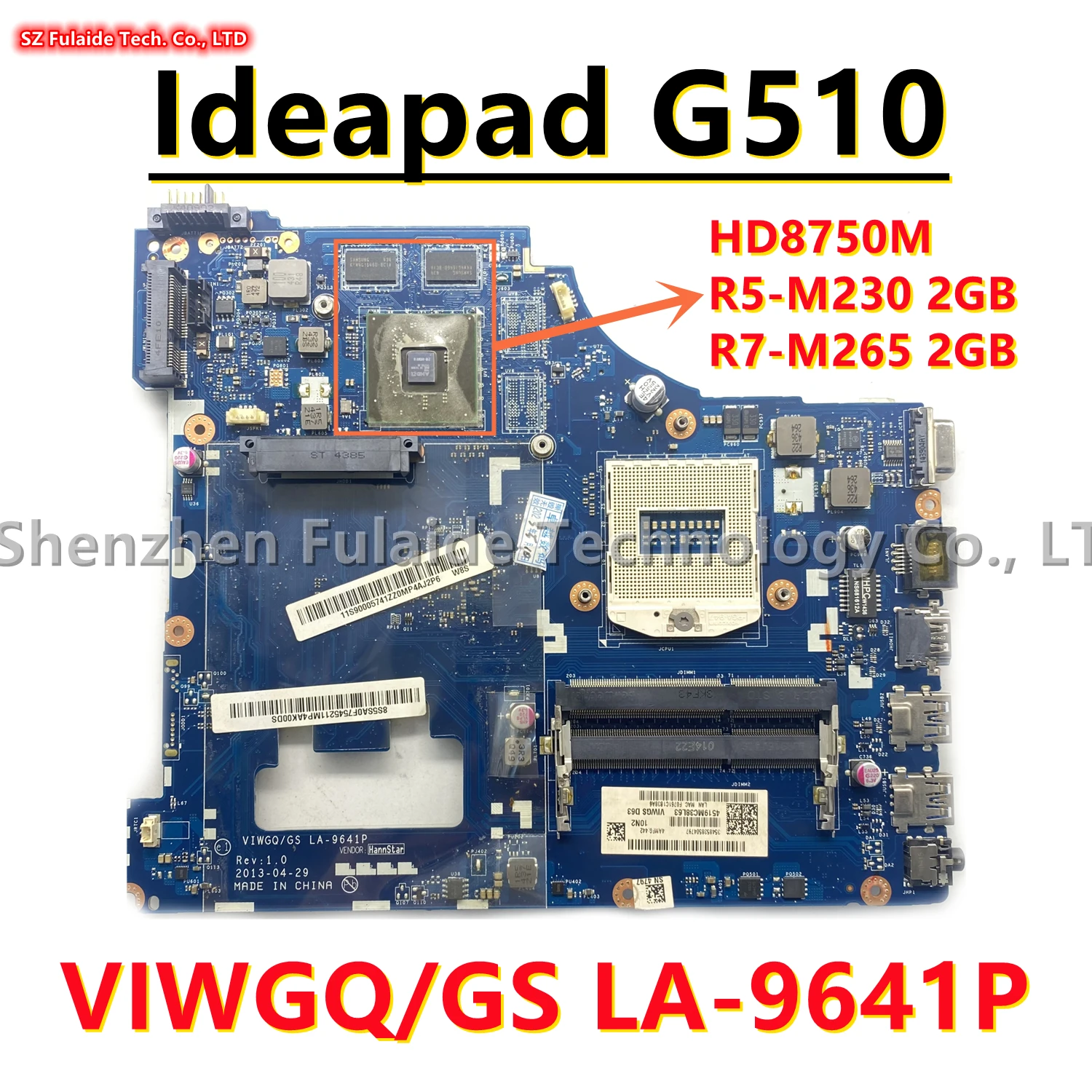 VIWGQ/GS LA-9641P For Lenovo Ideapad G510 15 Inch Laptop Motherboard With HD8750M / R5 M230 2GB / R7 M265 2GB GPU DDR3 100% Work