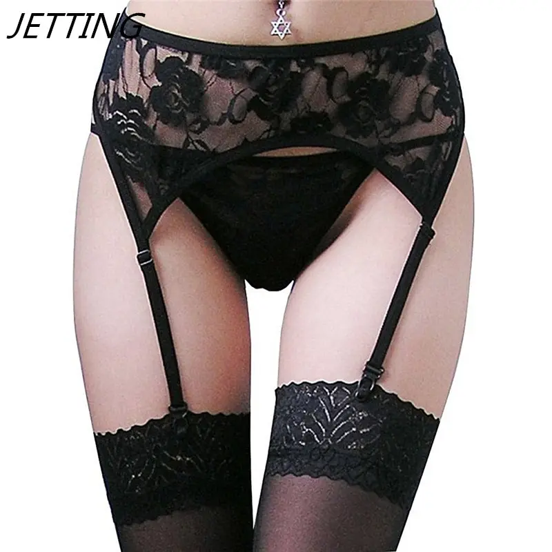 

Sexy Womens Lace Thigh-Highs Stockings within Temptation Suspender Garter Belt Transparent Socks Rose Pattern Fashion Lace