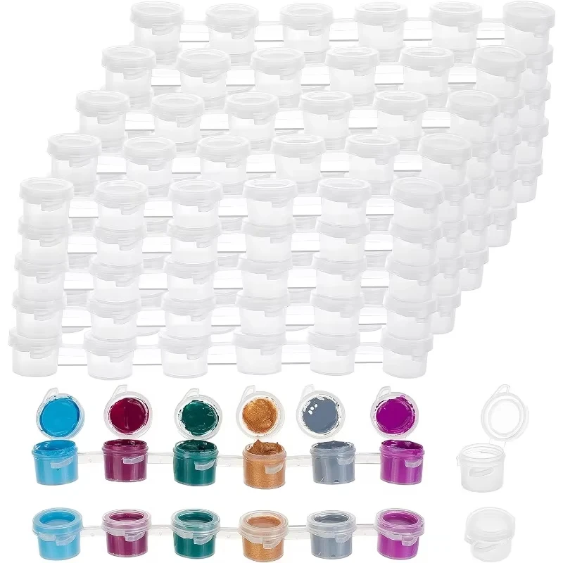 5/10 Strips Paint Pots Strips,2/3/5/10/15Ml Empty Paint Cup Pots with Lids, for Classrooms Paintings Art Festivals