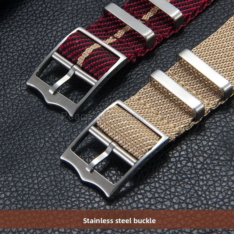 Pulsera de nailon de 20 a 22mm, color caqui, azul y rojo, para Tudor Black Bay Longines Seiko Citizen MIDO, resistente a las arrugas, fácil de limpiar