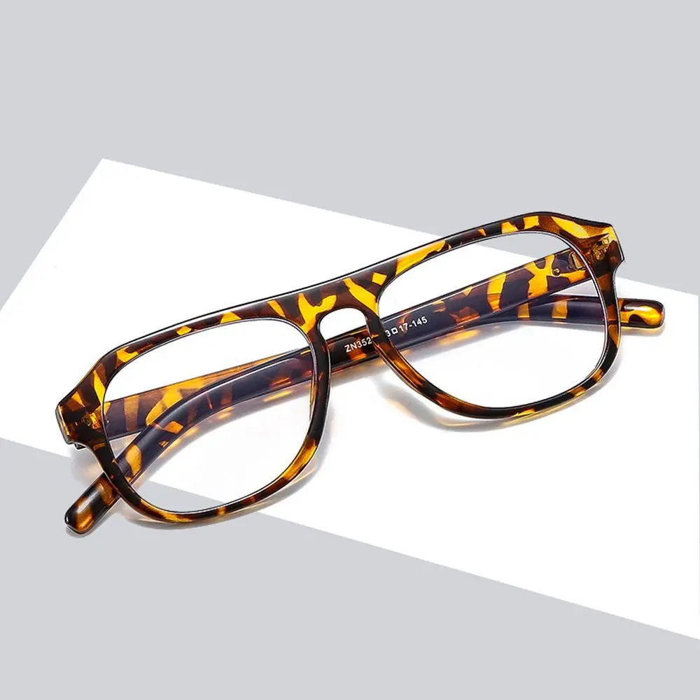 

Men Women Leopard Print Fashion Vintage Polygon Frame Eyewear Computer Eyeglasses Anti Blue Light Glasses Optical Glasses